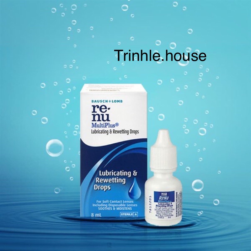 Nước Nhỏ Mắt lens kính áp tròng  Renu 8ml Bausch + Lomb- Lubricatinh & Rewetting Drops 3/2025