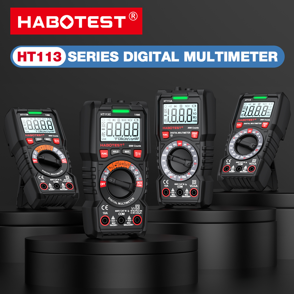 Habotest Ht113 đa năng kế kỹ thuật số True-RMS AC/Vôn kế điện một chiều Ampe kế multimetro DMM kháng Ohm cap Hz Temp Tester