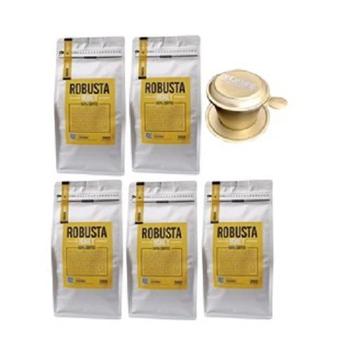 Cà phê rang nguyên chất Robusta Honey 5KG_5 gói mỗi gói 1KG- The Kaffeine Coffee