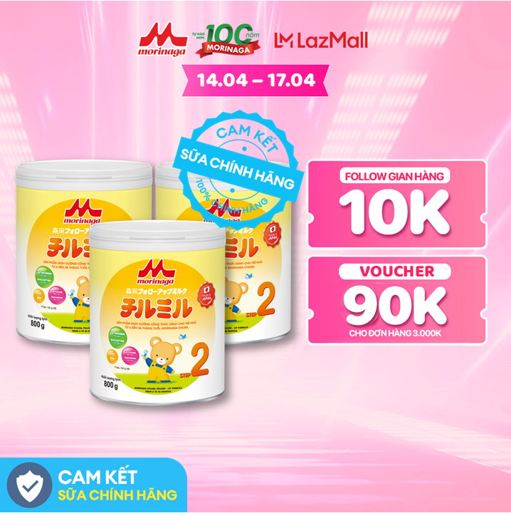 Combo of 3 Cans of Morinaga Chilmil Milk 800g, Genuine Imported from Japan, 6 to 36 Months