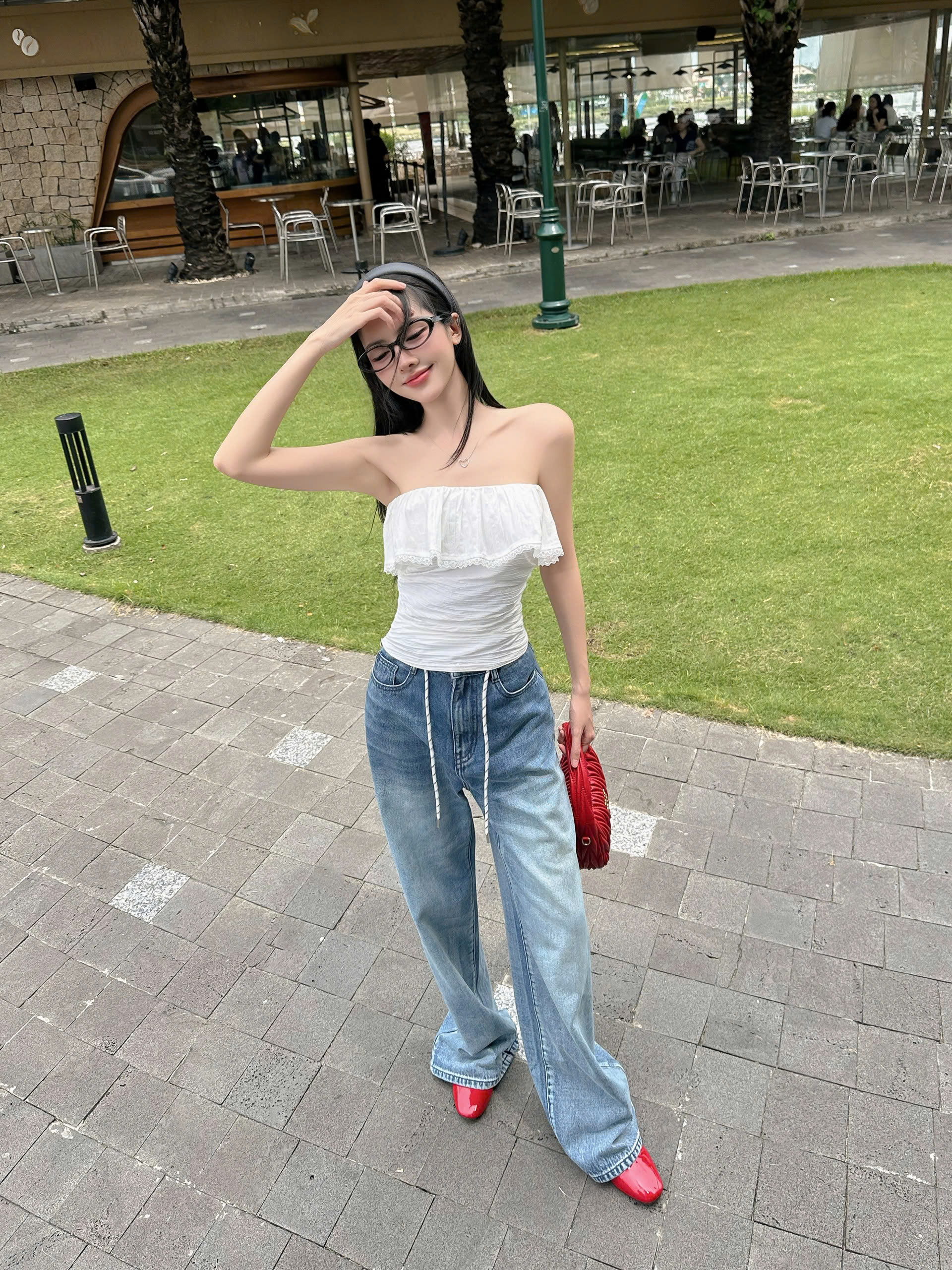 KIDO Quần jean loang màu phối dây PAULEY JEANS