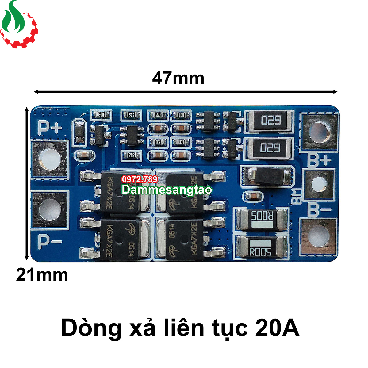 Mạch 2s 7.4v 20a bảo vệ pin li-ion 3.7v