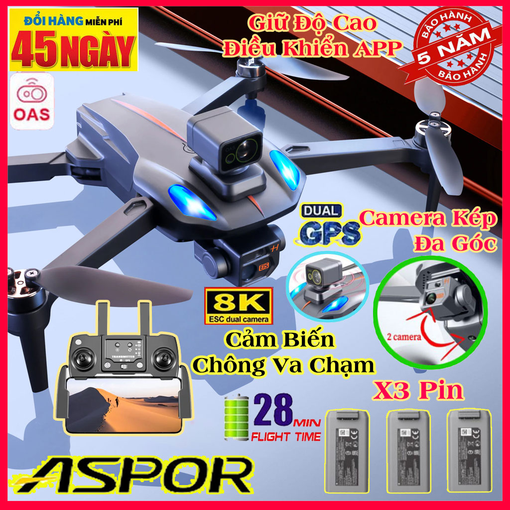 Flycam 8K K911 Max G.P.S Camera 4k Gimbal chống rungBay 30 Phút Tầm Xa 3000m Không Chổi Than G.P.S Tự Động Trở Về Cảm Biến Laser Chống Va Chạm