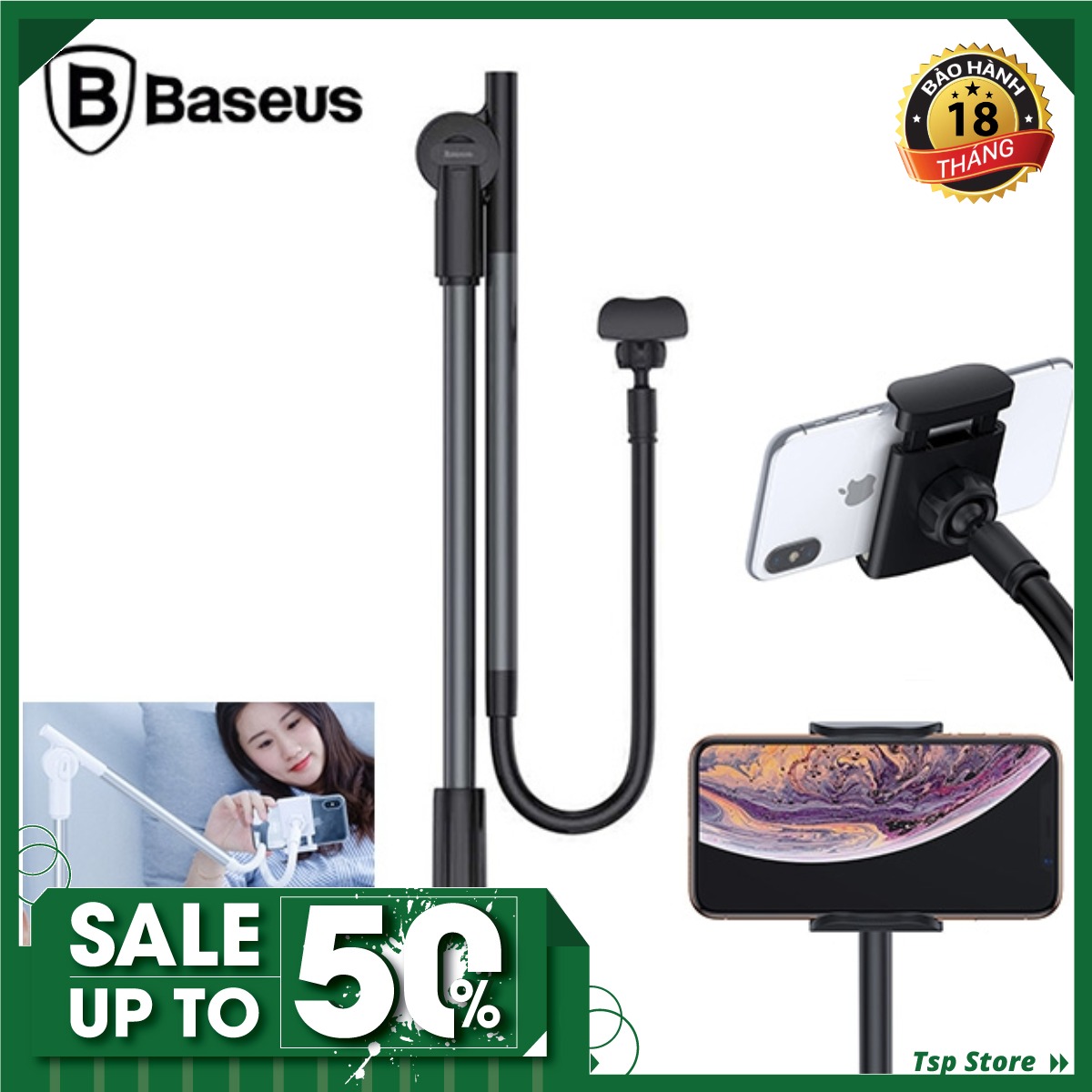 Đế giữ điện thoại kẹp bàn Baseus Xoay 360 độ điều chỉnh không giới hạn ( Baseus SULR-0S )
