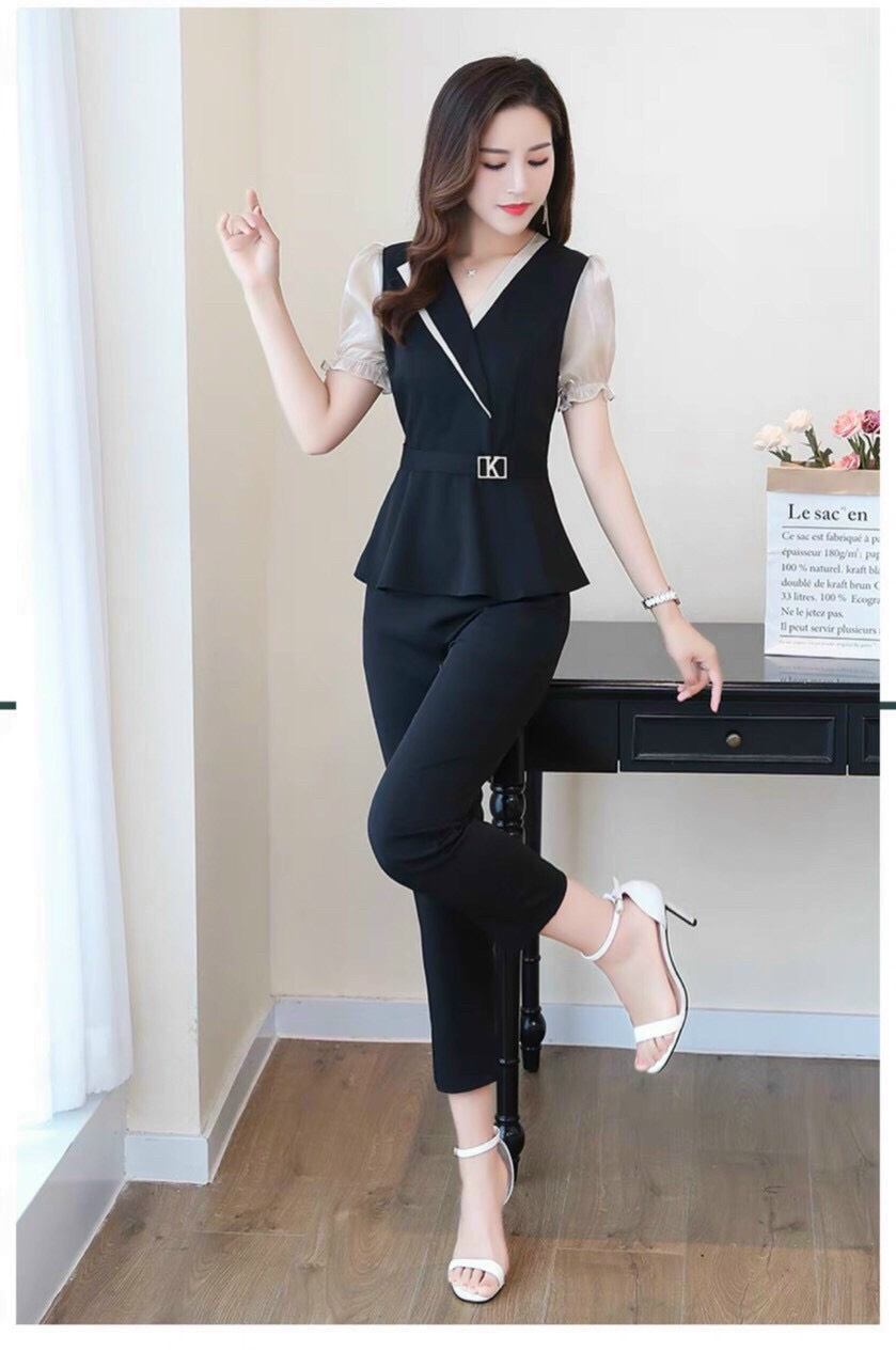 Set bộ chất liệu poly 2 da co giãn 4 chiều siêu xinh , tôn dáng cho chị em