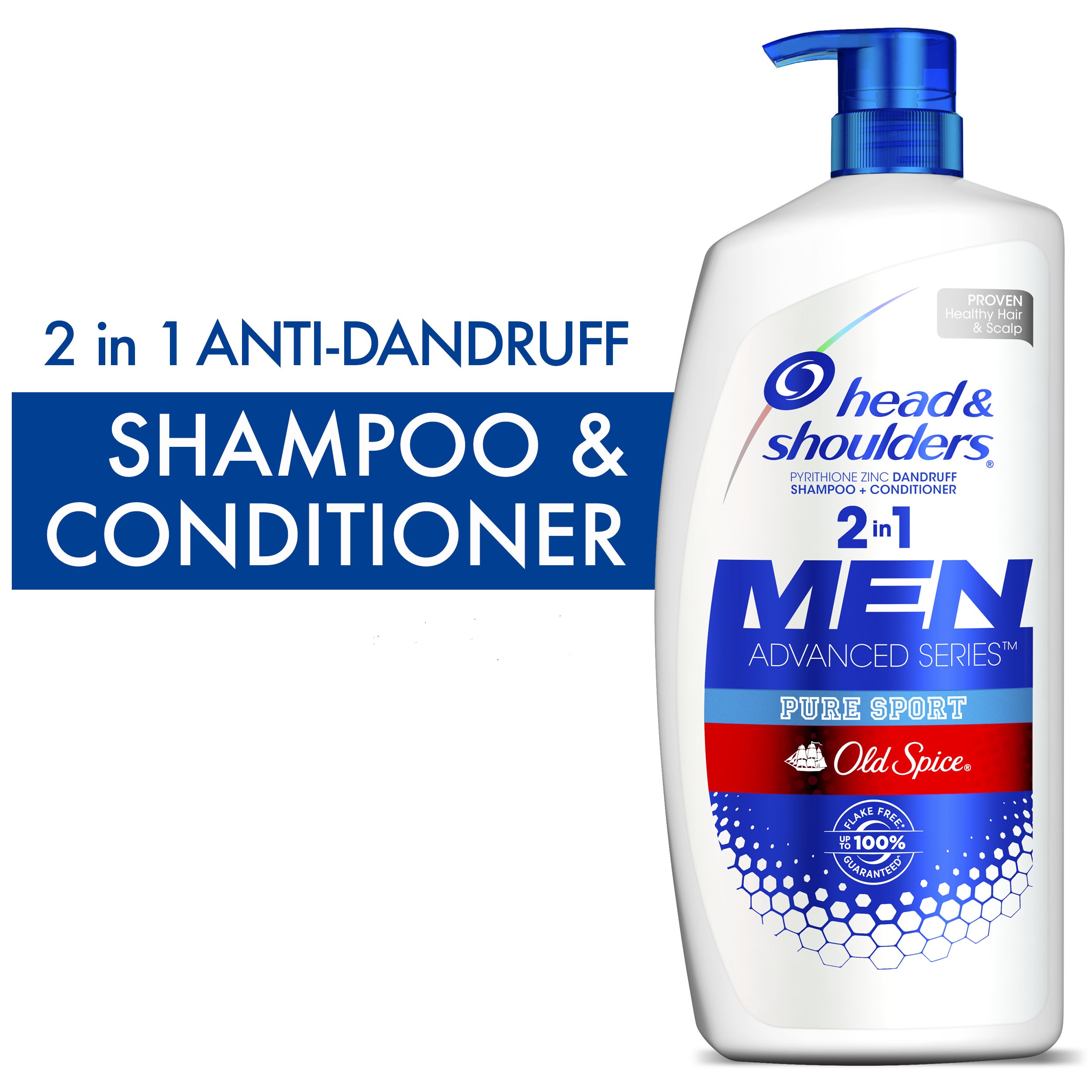 Dầu gội xả  2in1 Head & Shoulders Men Advanced Series Pure Sport Old Spice của Mexico chai 380ml, chai 650ml và 1280ml