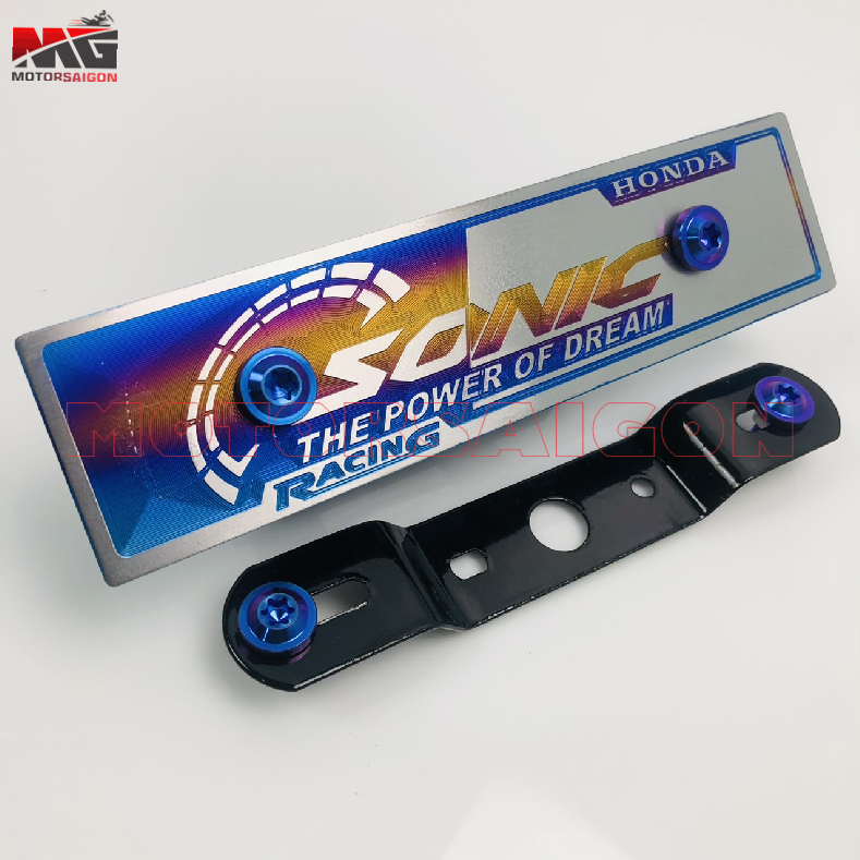 Bảng tên titan SONIC 3D mẫu mới titan 100% tặng pát gắn bảng tên sonic và ốc titan xanh tím 6l2 gắn bảng tên sonic