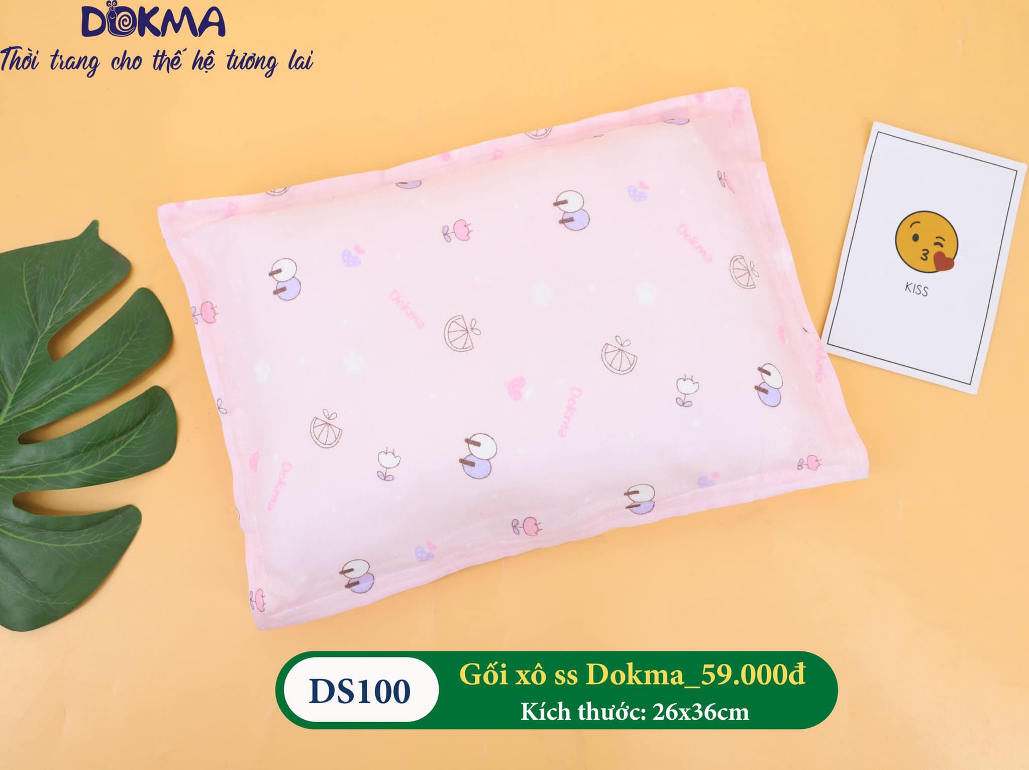 [THANH LÝ] Gối Xô Cho Bé Dokma DS100 (26x36cm)  - Vỏ Gối Xô Giúp Thông Thoáng, Thấm Hút Mồ Hôi Cho Bé