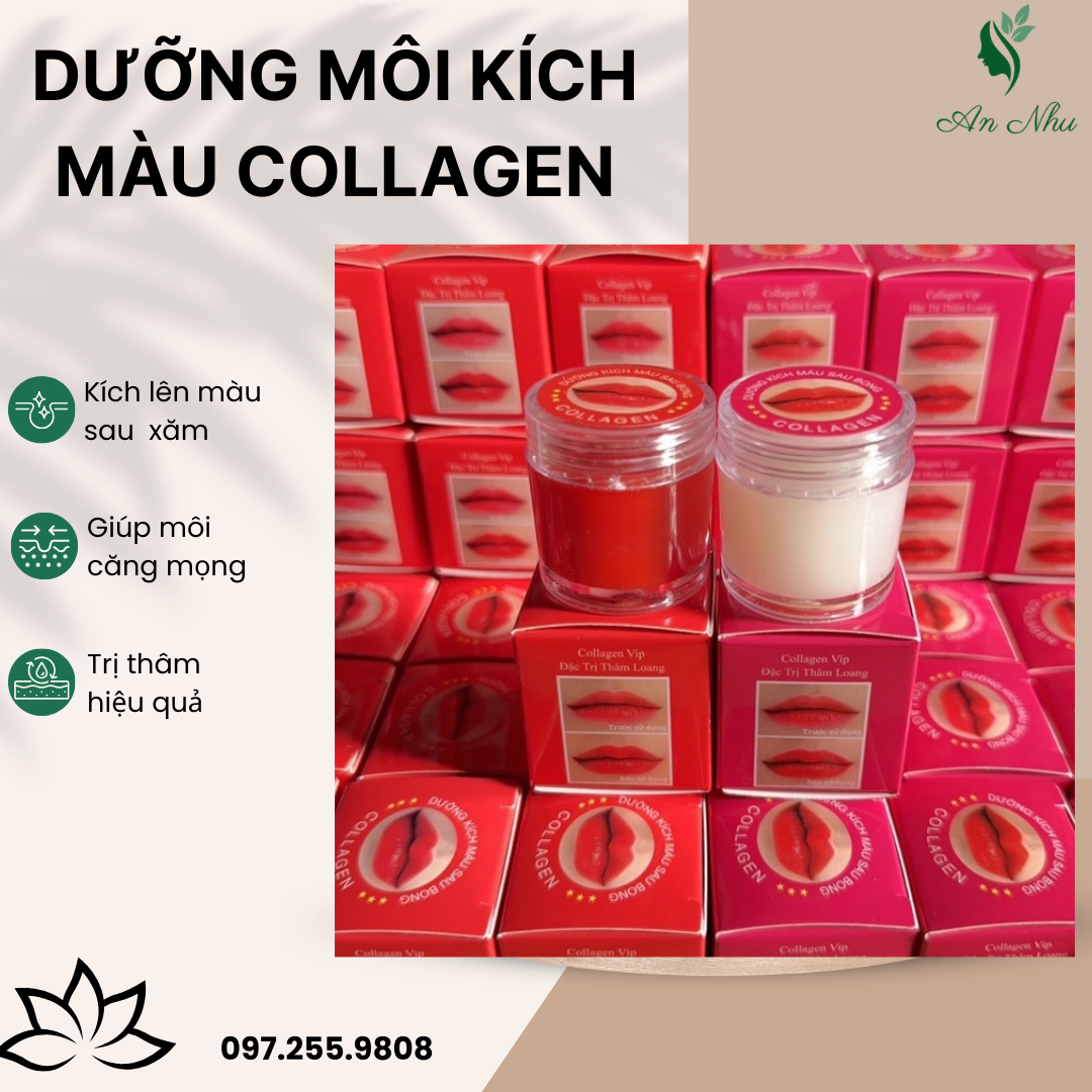 Son dưỡng môi kích màu collgen cam kết 100% từ thiên nhiên