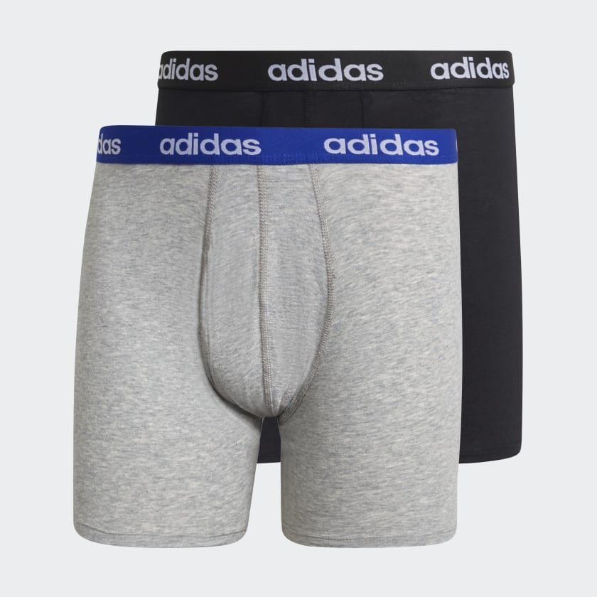Adidas essentials logo boxer briefs 2 pack - grey/black gn2072