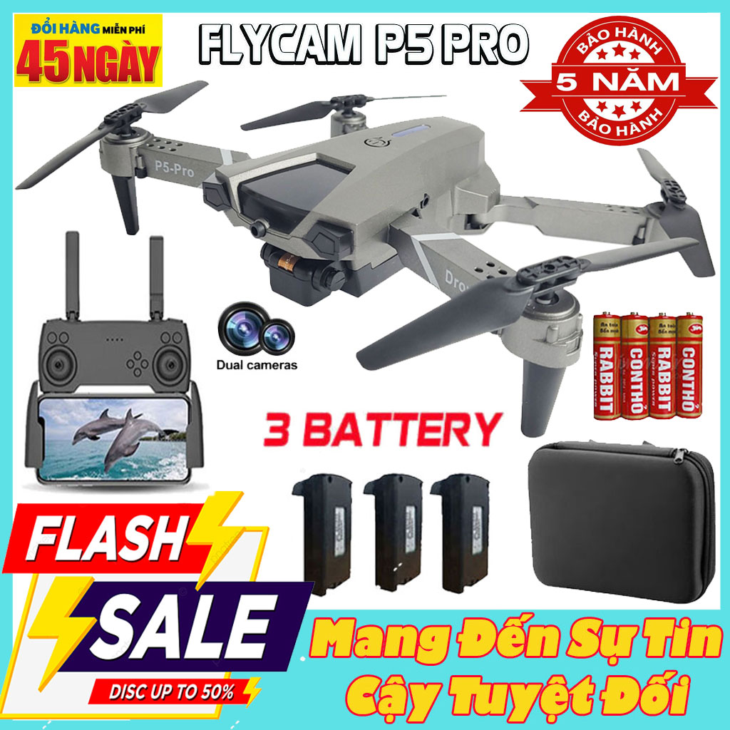 Drone Mini P5 Pro 2022 Camera Kép Máy bay flycam Máy bay không người lái điều khiển từ xa 4 cánh có camera kết nối wifi bay ổn định pin trâu khoảng cách bay xa