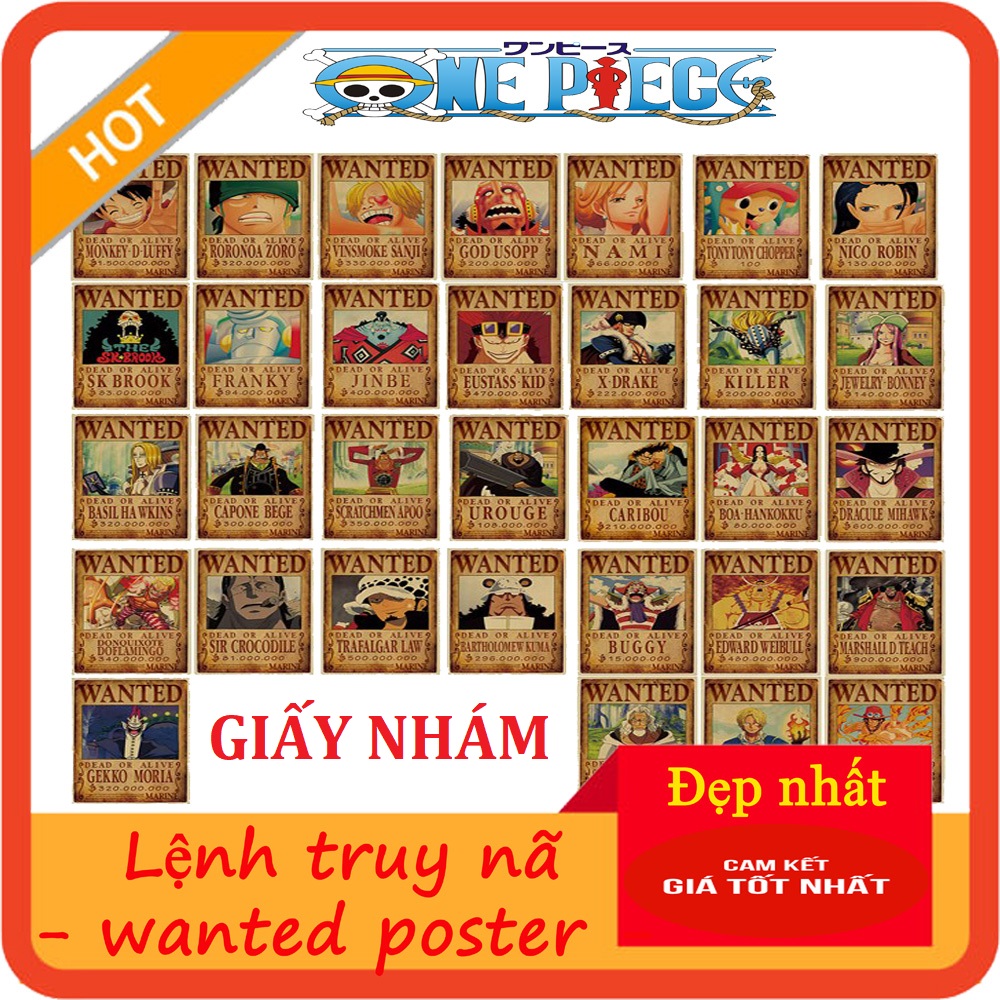 [HCM]Bộ 10 Tờ Lệnh Truy Nã Trong Onepiece - Wandted Poster - Khổ Lớn A4 - In Rõ Nét Cực Đẹp - Giá Siêu Rẻ