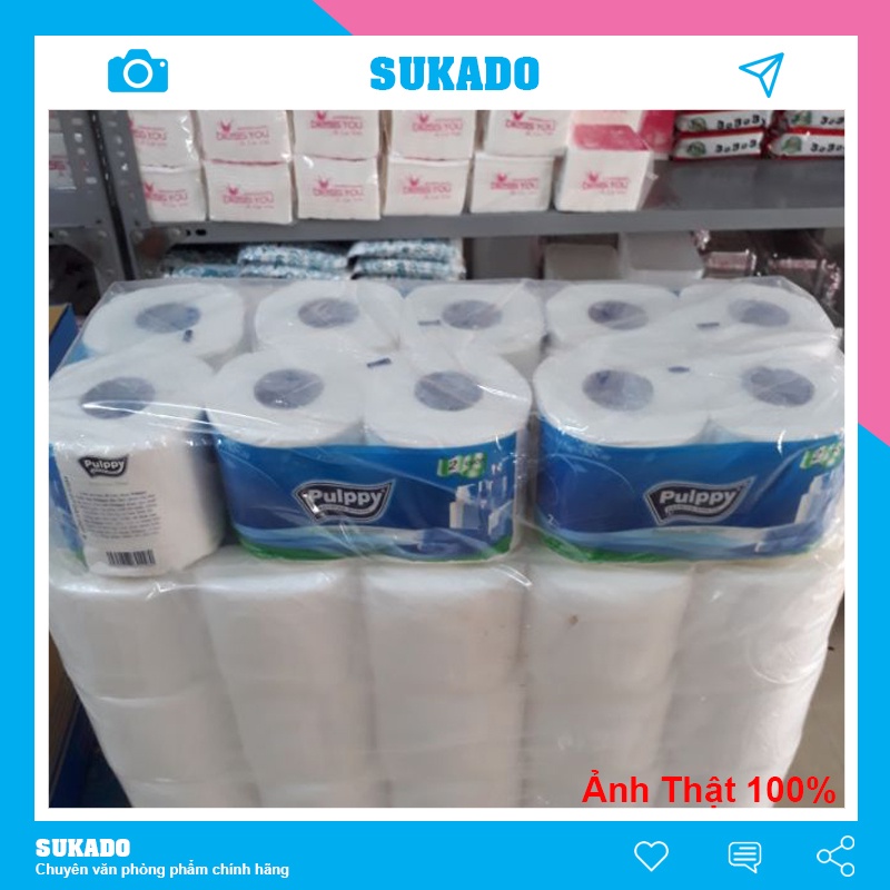 Giấy vệ sinh cuộn pulppy 2 lớp giấy dai - lốc 10 cuộn sukado gvsp04