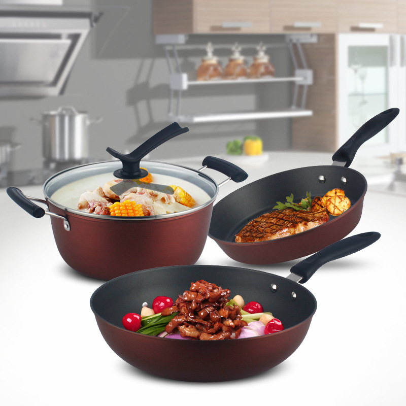 [HCM]【like-】chảo chống dính，Chảo chống dính ba mảnh chảo rán dày cho bếp gia đình bộ dụng cụ nấu chảo chống dính chảo