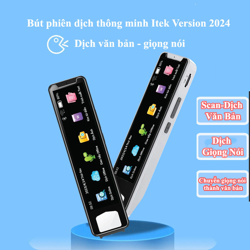 Bút phiên dich I-tek S 2024, bút scan dịch đa ngôn ngữ, máy phiên dịch Tiếng Việt, xuất văn bản chuyên sử dụng cho Tiếng Việt