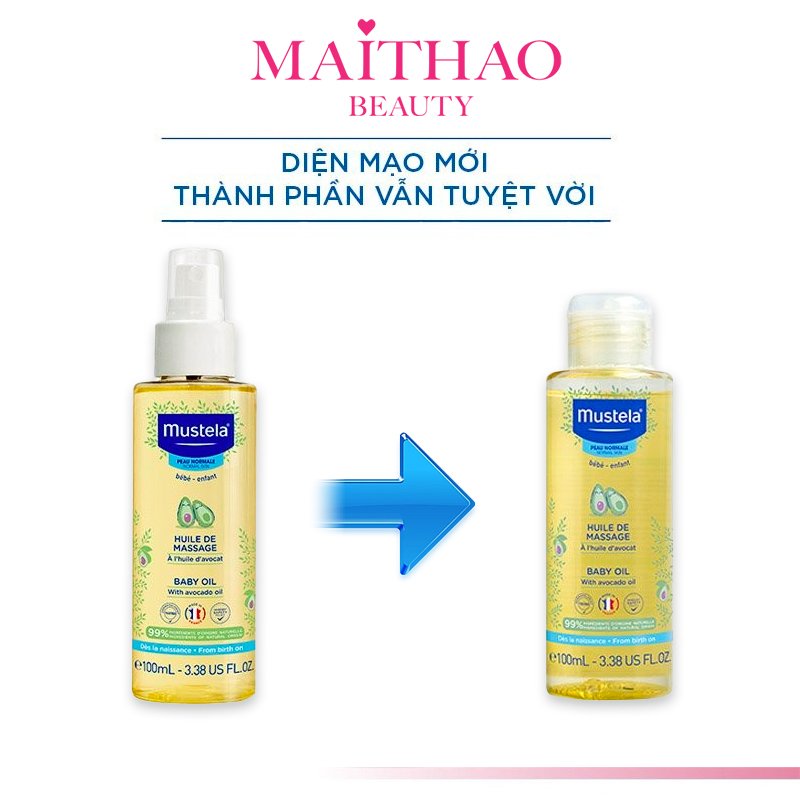 Dầu Massage Cho Trẻ Sơ Sinh & Em Bé Baby Oil Mustela 100ml