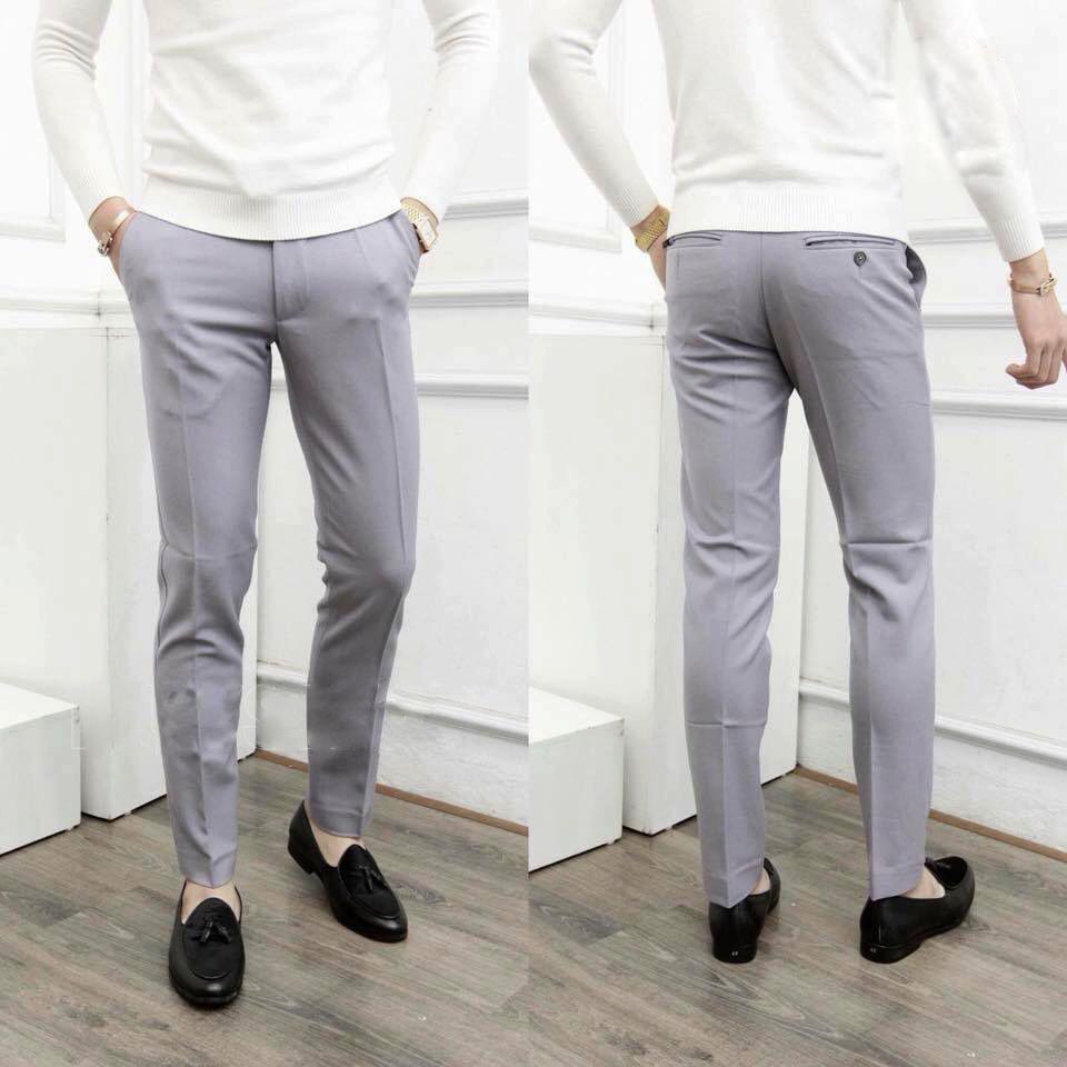 Quần Âu nam Xám Sáng Vải Chéo  Quần Tây Nam co dãn không nhăn dáng hàn quốc