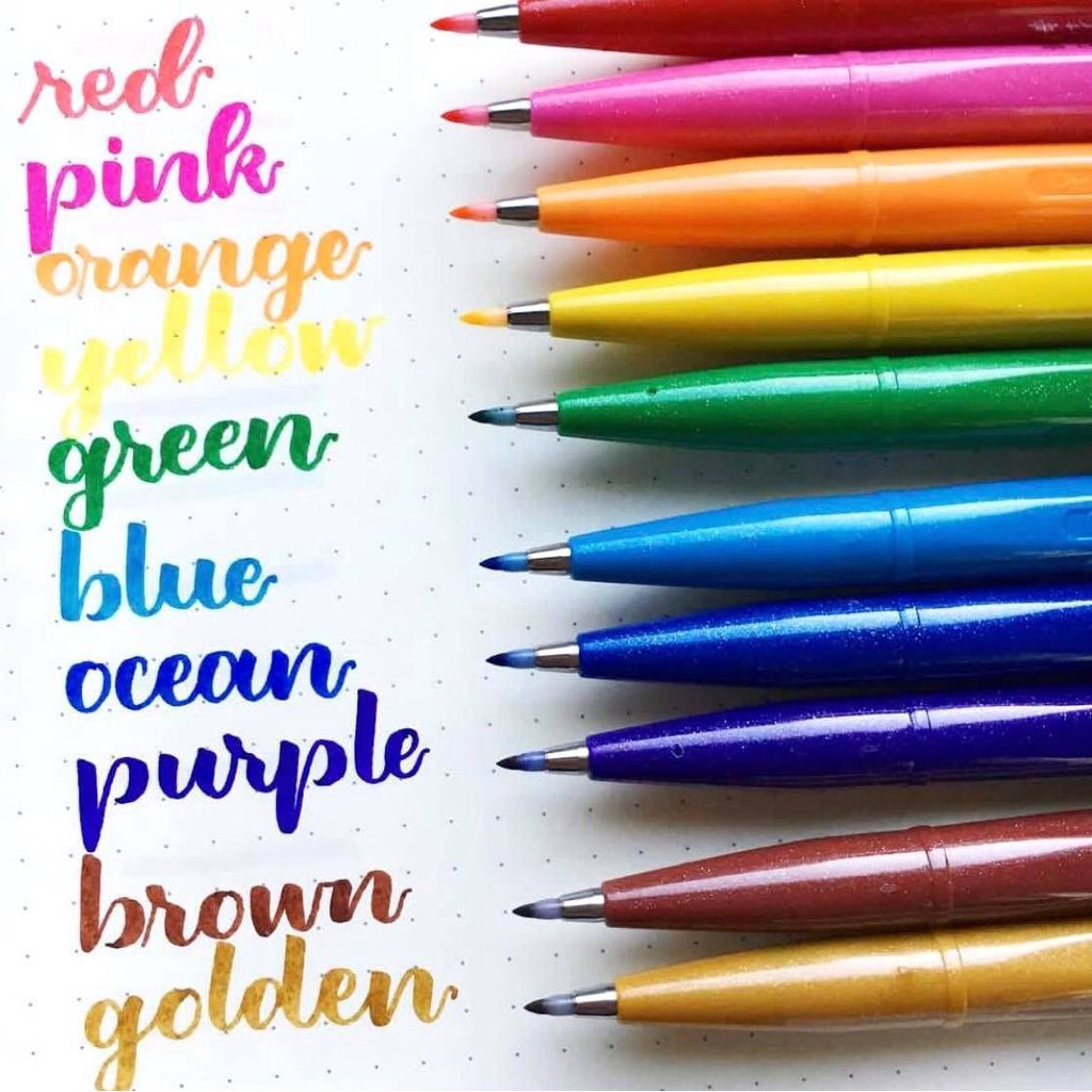 Bút viết thư pháp Pentel Fude Touch Brush Sign Pen nhiều mầu/ #pentel Sign Pen