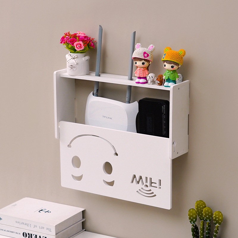 Kệ wifi, tủ để wifi, kệ để đầu thu VHR45 bằng ván Smartboard màu trắng sang trọng - Đầy đủ phụ kiện treo và không cần khoan tường