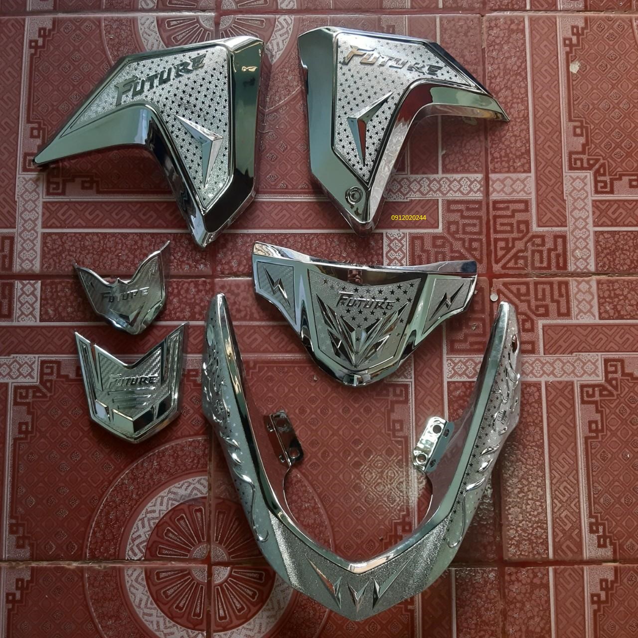 Bộ 6 món ốp mạ crom xe future 2018 đến 2020 HÀNG CTY (Ốp cảng, mão, ốp gác chân sau, cánh gà, mỏ, đuôi dè)