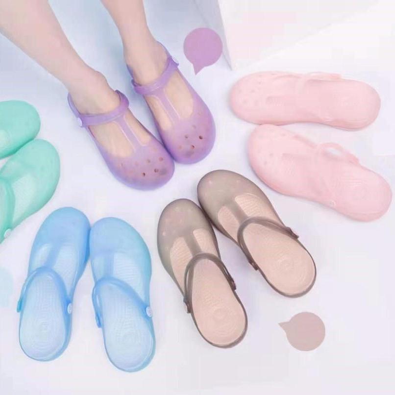 Xăng đan nữ nhựa trong suốt, đế mềm siêu êm