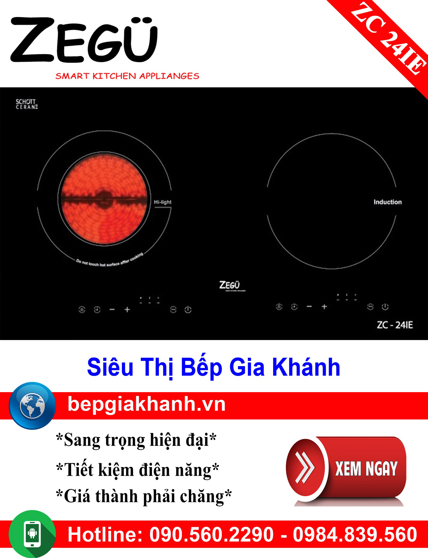 [HCM]Bếp điện từ đôi Zegu ZC 24IE, bếp từ, bếp điện từ, bếp từ đôi, bếp điện từ đôi, bếp từ giá rẻ, bếp điện từ giá rẻ, bếp từ đơn, bep tu don, bep tu
