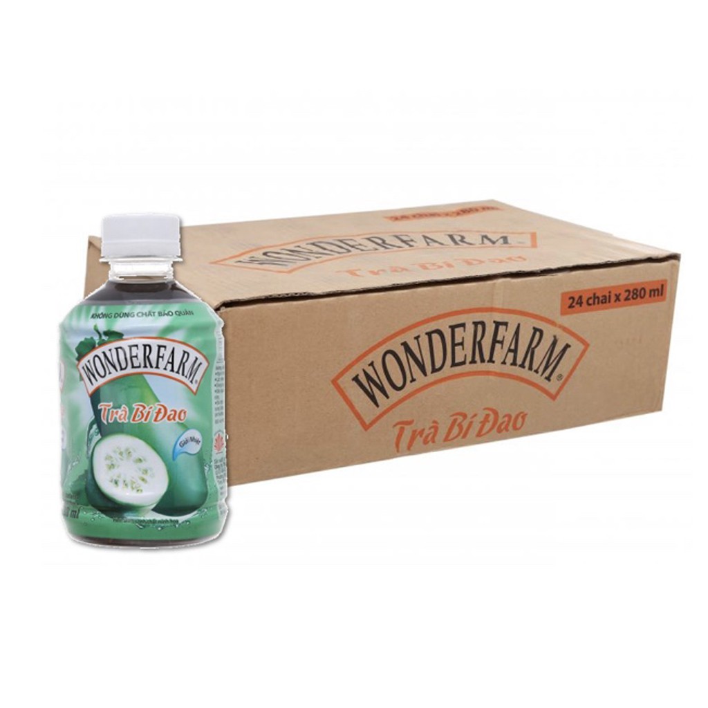 Thùng 24 Chai Trà Sâm Bí Đao Wonderfarm Chai Nhựa PEP Nhỏ 280ml - Date Luôn Mới