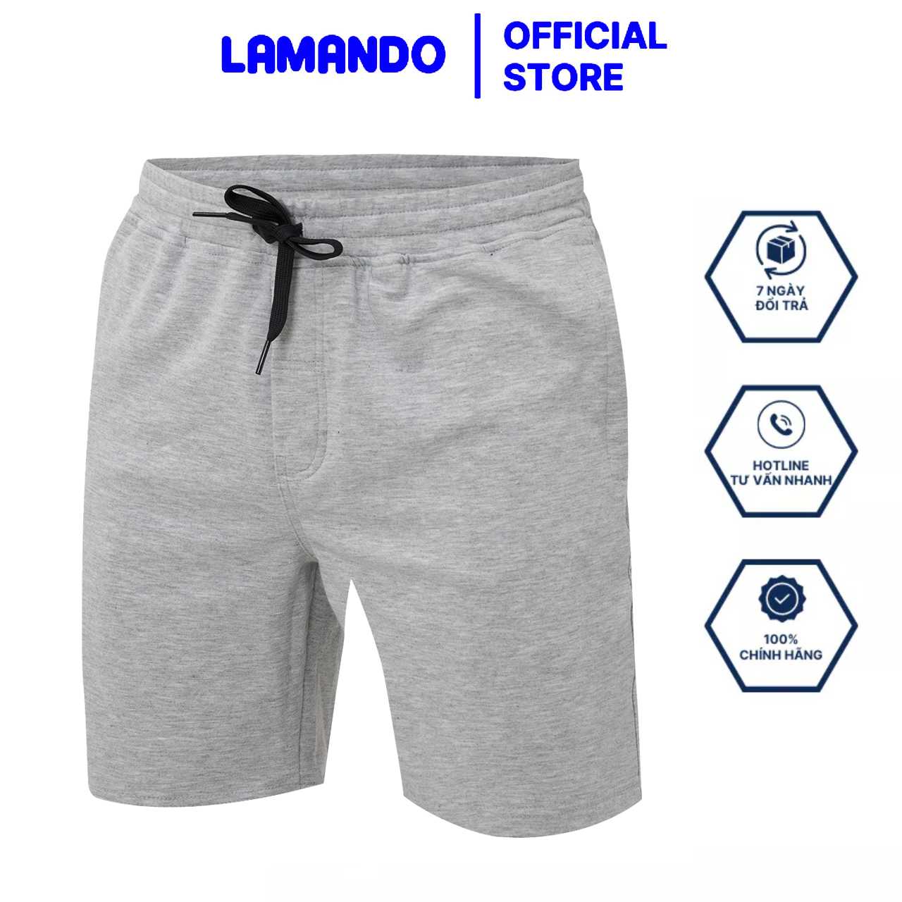 Quần short nam nỉ Lamando chất thun cotton thoáng mát co giãn