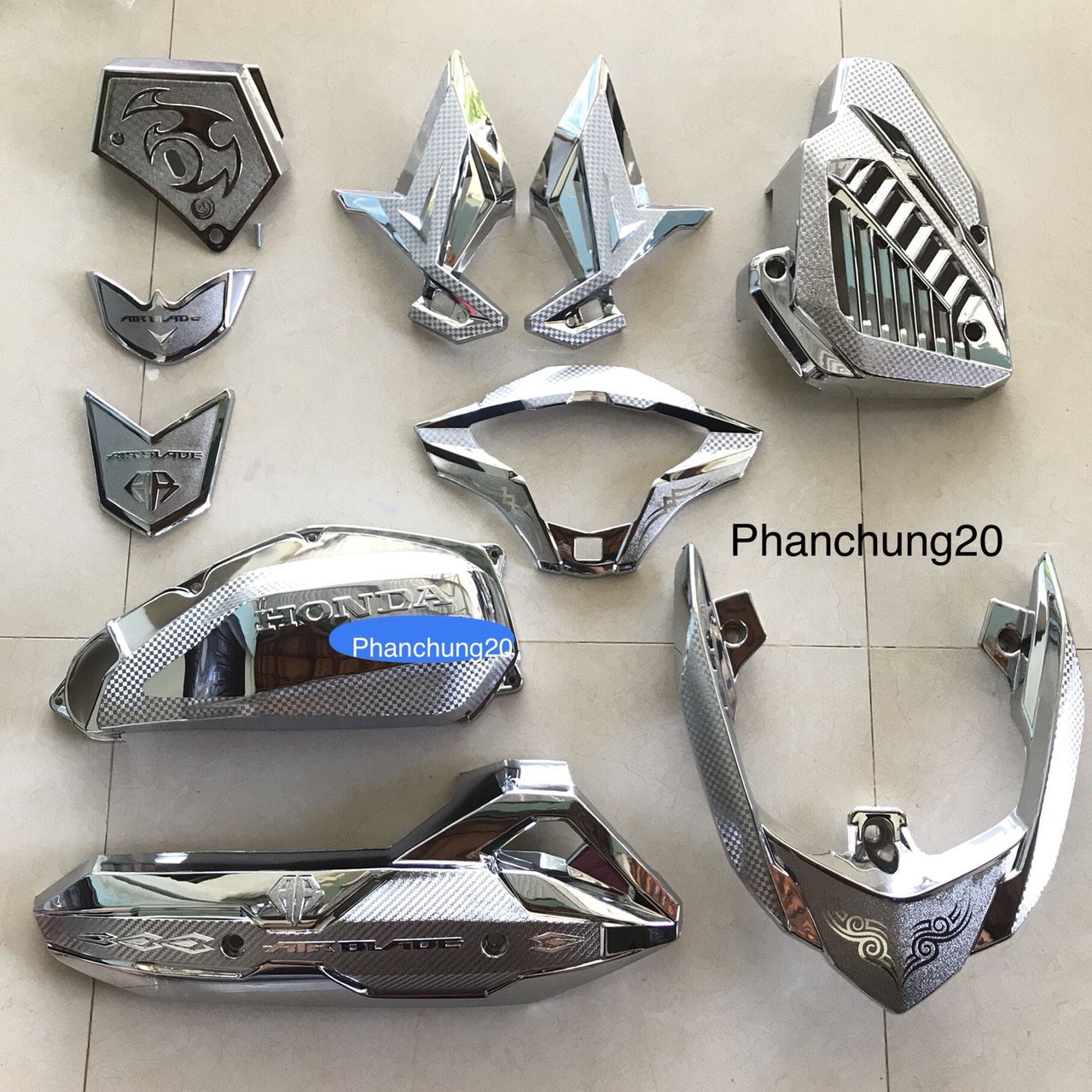 Combo bộ ốp phụ kiện trang trí dùng cho đời xe ab 2016 2017 2018 2019 crom