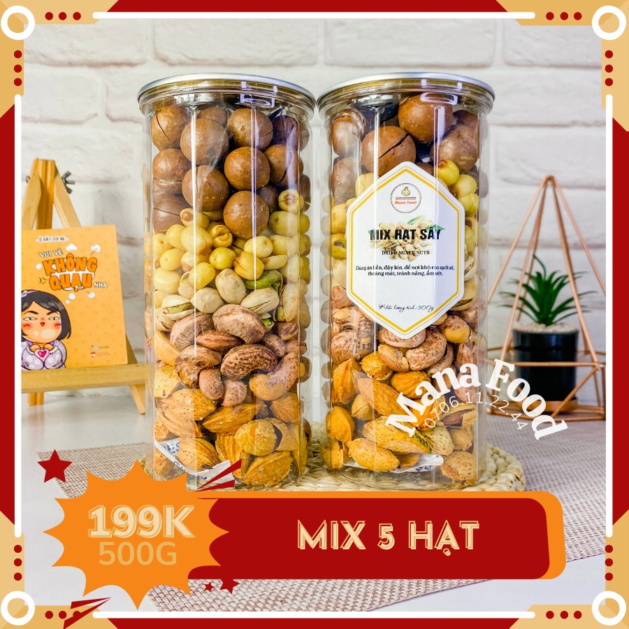 [Siêu Sale] Hạt mix 5 loại.  Hũ 500gr - Đồ ăn vặt - Ăn là ghiền
