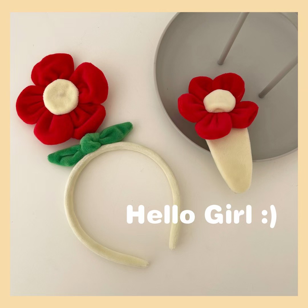 Cài tóc bông hoa đỏ cute