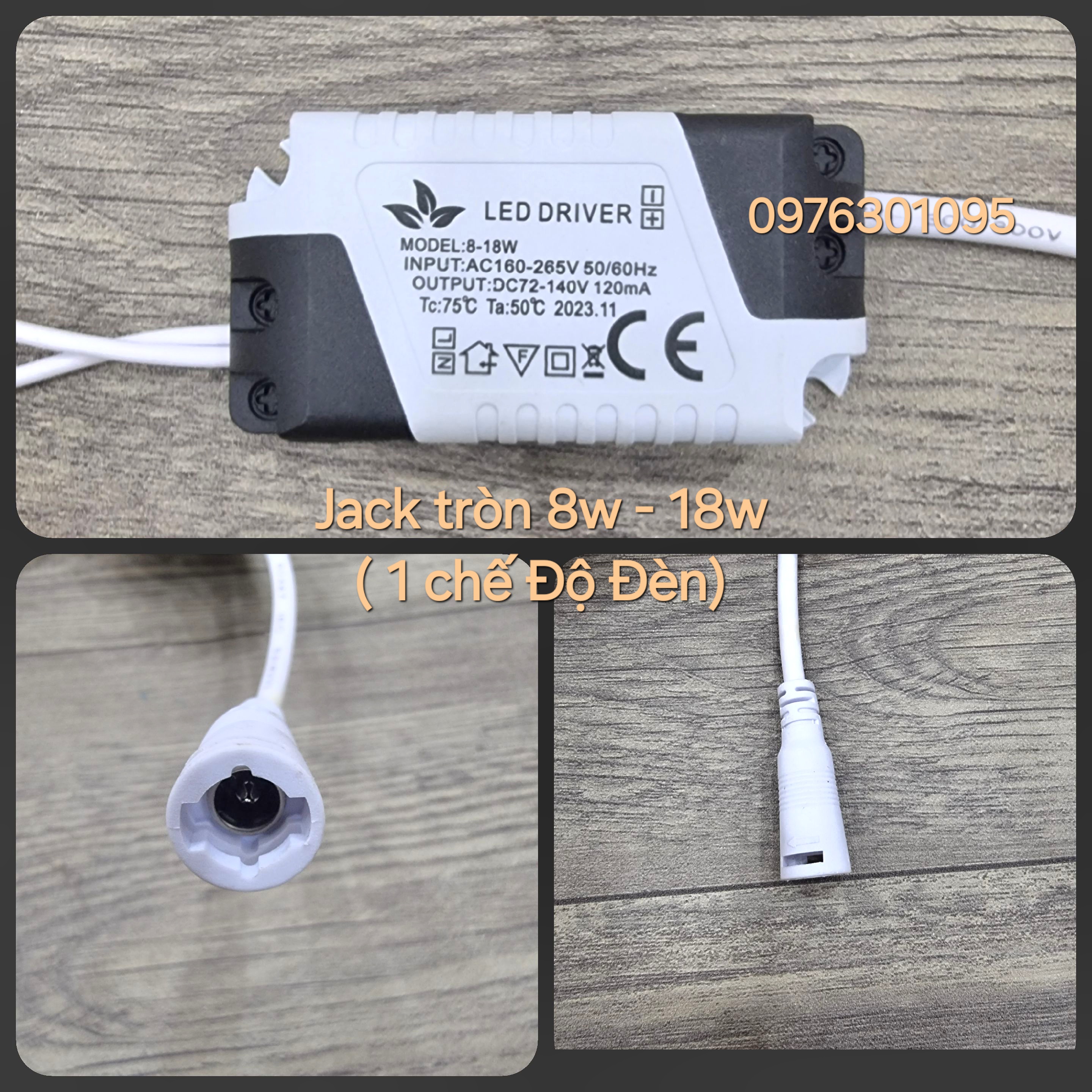 Tăng phô đèn led âm trần và ốp trần 8w đến 18w [Drivier Jack Tròn 1 Màu]