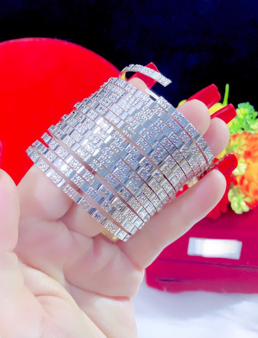 Vòng ximen mạ bạch kim khoá xỏ bộ 7 chiếc mẫu mới về