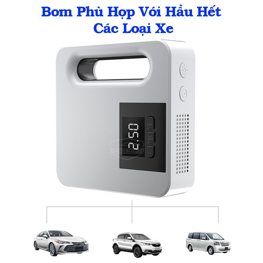 (HÀNG CÓ SẴN) Bơm lốp xe ô tô Toyota (Trắng) Tự Ngắt Cao Cấp - Hàng sản xuất ủy quyền chính hãng - Bảo Hành Toàn Quốc
