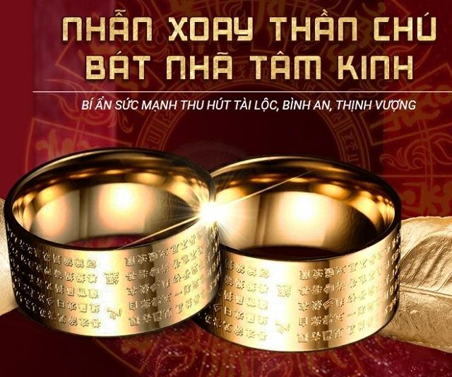 Nhẫn bát nhã tâm kinh - xoay 360 độ không phai màu đeo vĩnh viễn