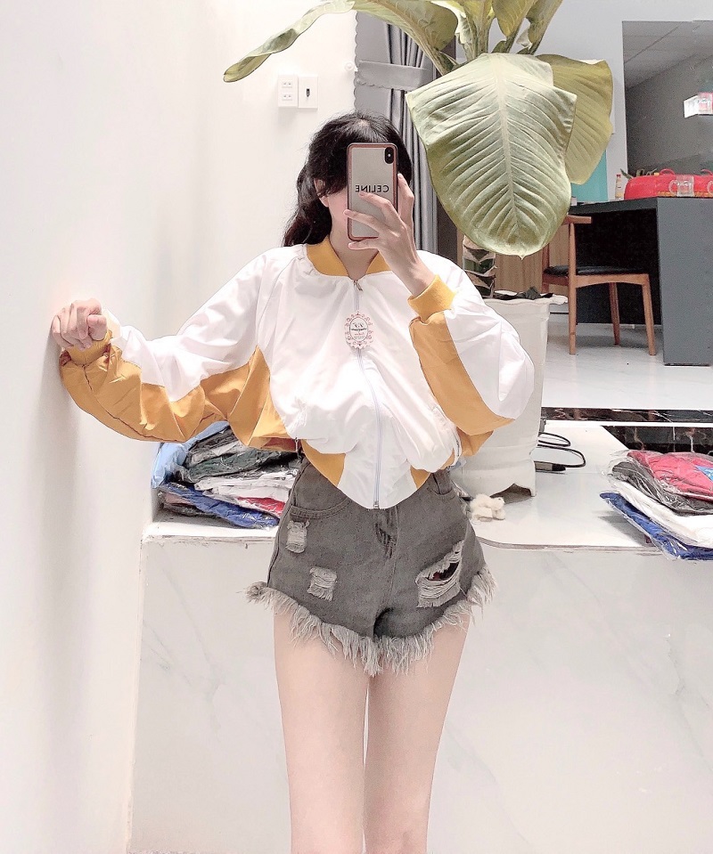 Áo khoác dù nữ 2 lớp khóa kéo phối sọc lưng mẫu mới - nhân mã clother