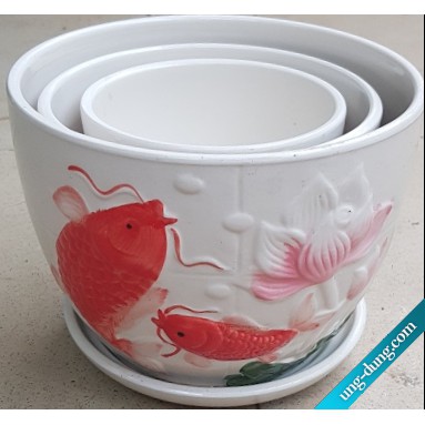 Chậu sứ kèm đĩa lớn
