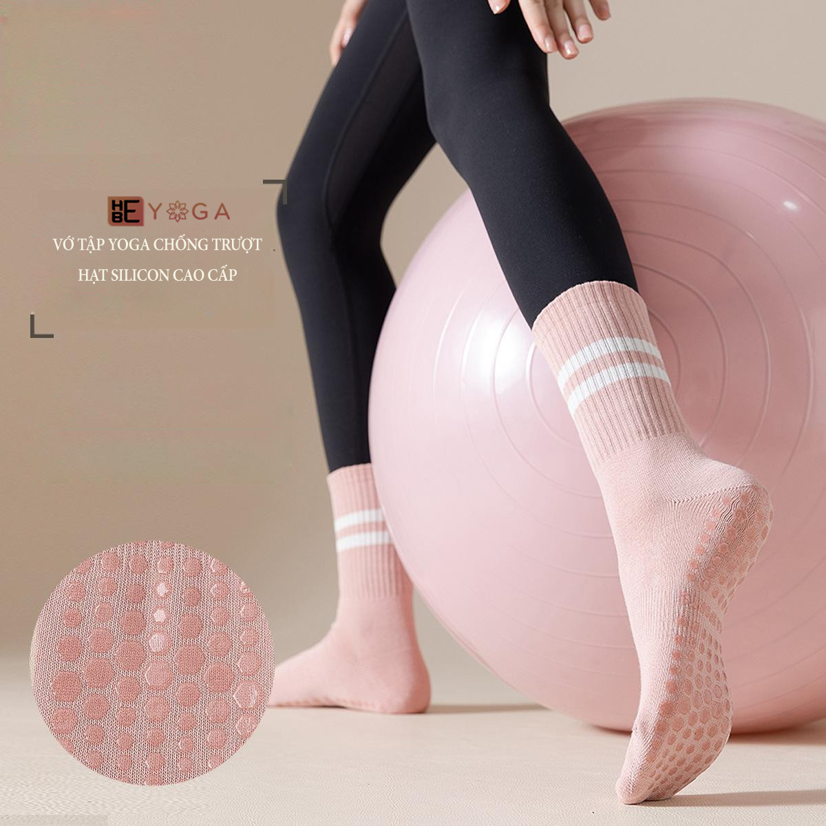 Vớ Tập Yoga Hebeyoga Chống Trượt Hạt Silicon Cao Cấp