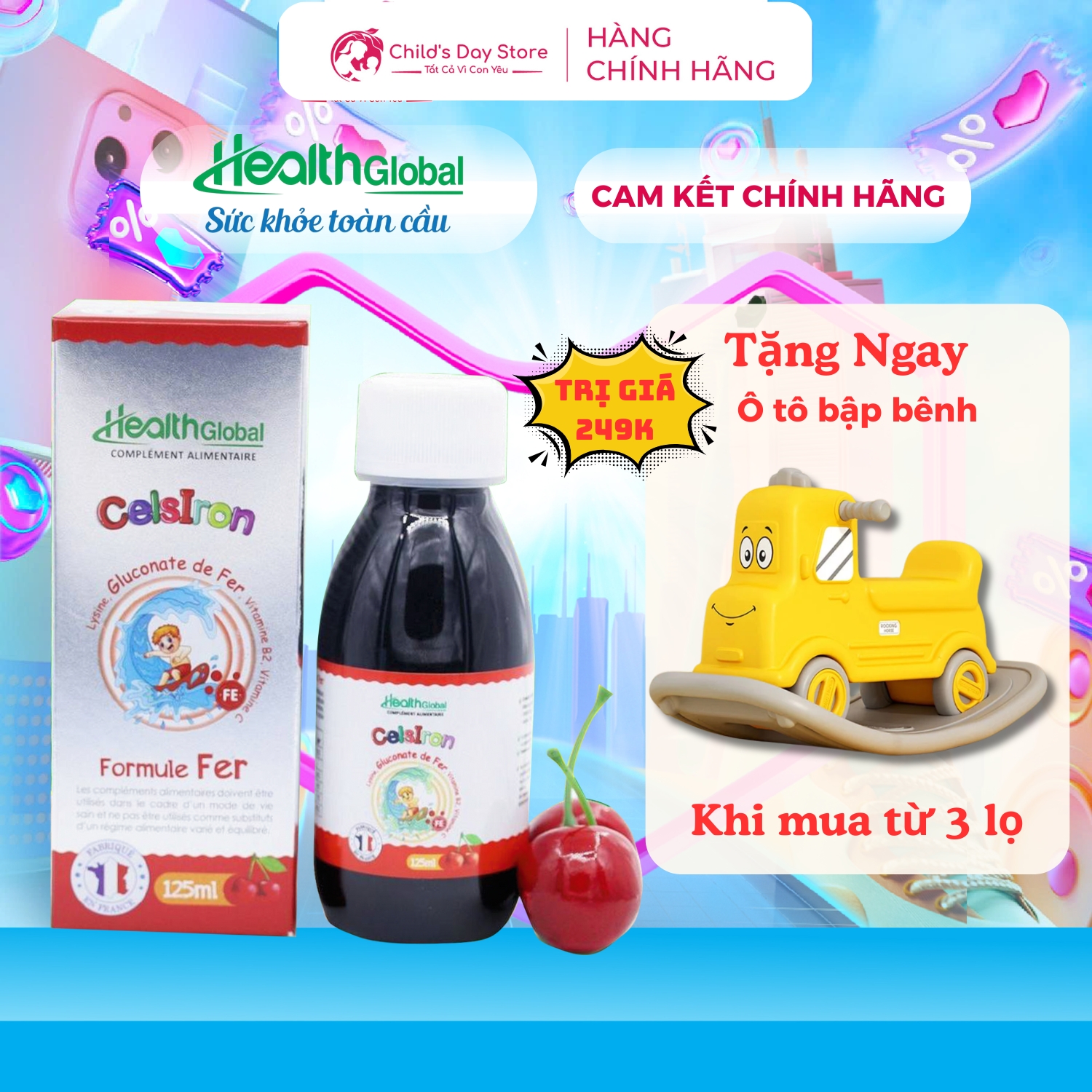  SIRO BỔ SUNG SẮT CELSIRON HealthGlobal Hỗ Trợ Giảm Nguy Cơ Thiếu Máu Do Thiếu Sắt. 