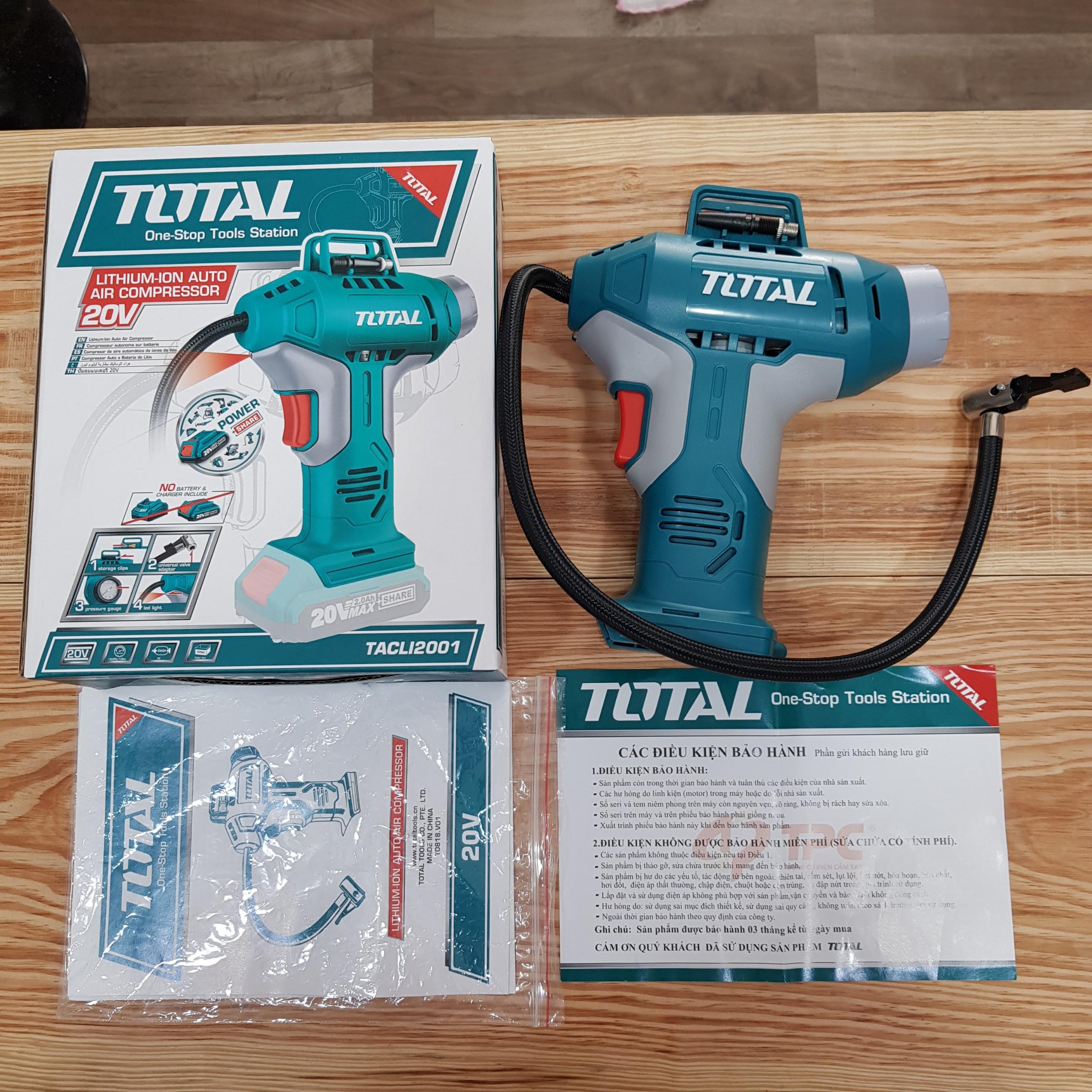 20v máy bơm hơi tự động dùng pin total tacli2001