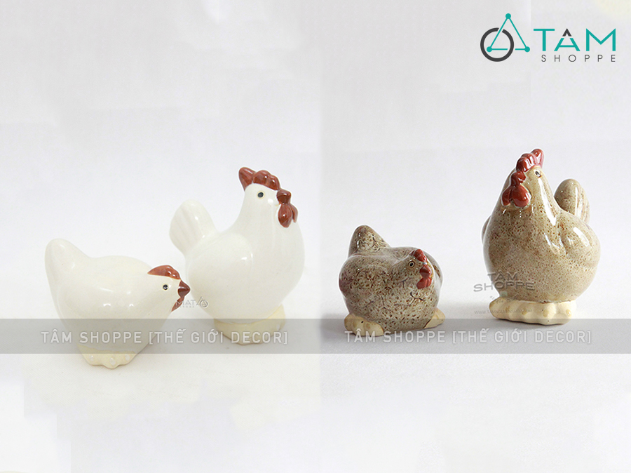 [HCM] Bộ 2 tượng gà gốm trống mái TCV-GA-01