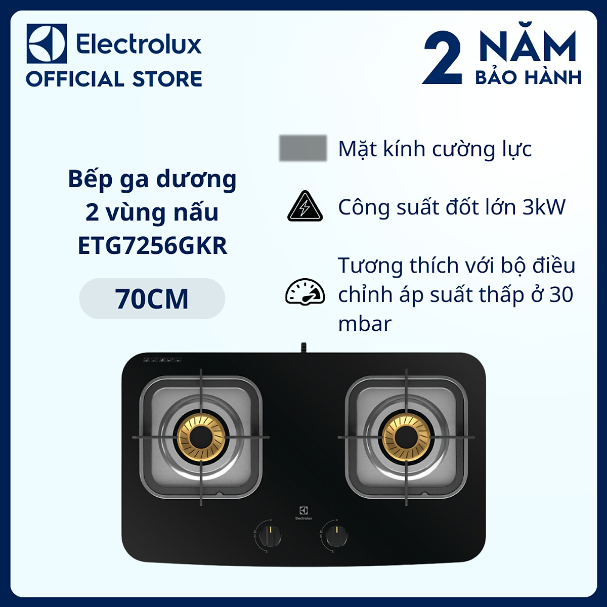 Bếp ga đôi electrolux etg7256gkr chính hãng 100% trưng bày mới 98-99% chính hãng 100% bảo hành 12 tháng