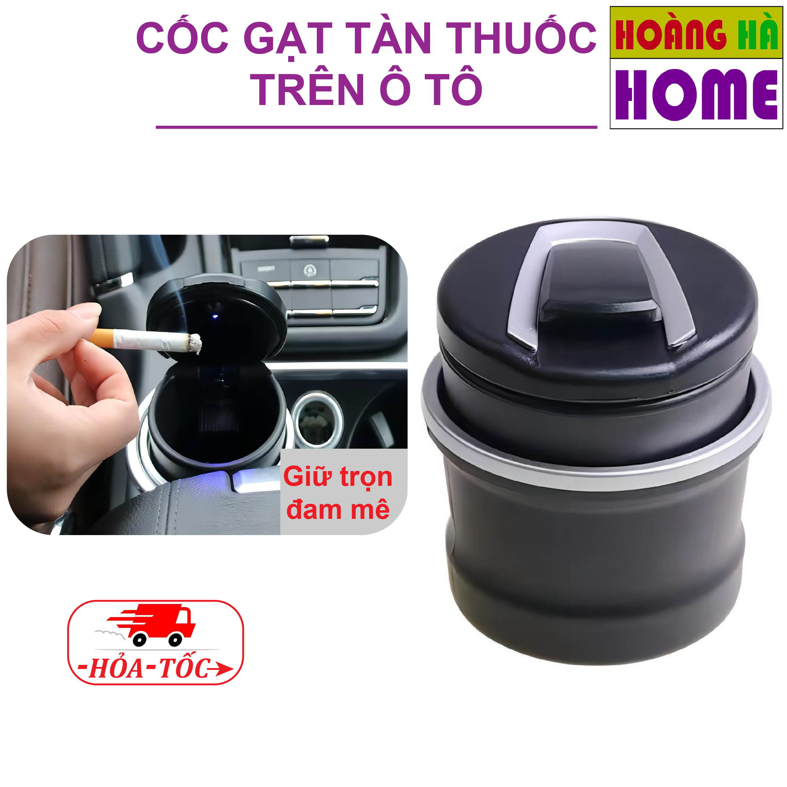 Gạt tàn thuốc lá ô tô, Cốc gạt tàn thuốc lá trên ô tô, Gạt tàn thuốc có nắp tích hợp đèn LED