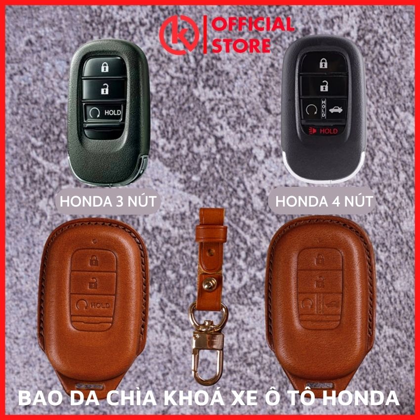 Bao da chìa khoá ép form smartkey ô tô honda crv, civic 2022 chìa khoá 3 và 4 nút bấm ốp chìa khoá da thật bọc chìa khoá xe ô tô nhiều mầu đồ da thủ công