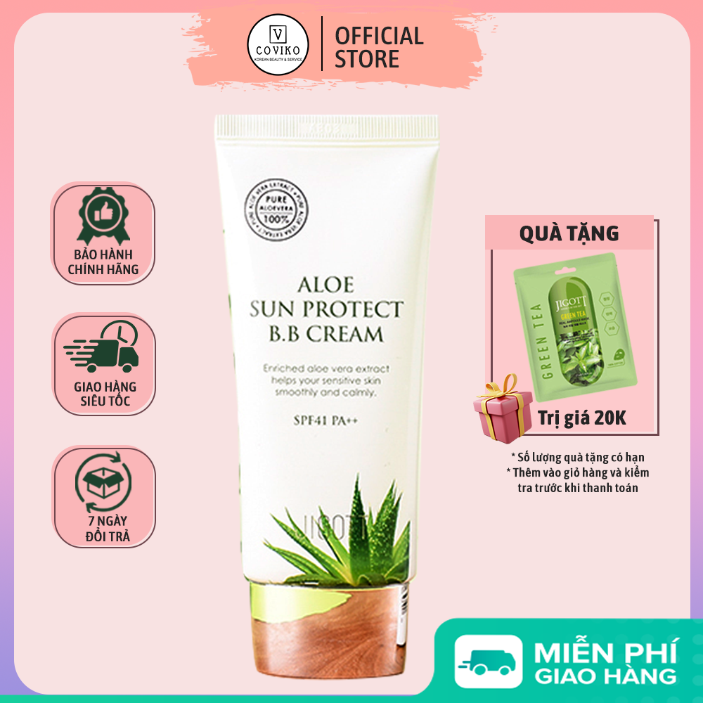 Kem nền Lô Hội JIGOTT ALOE SUN PROTECT SPF41+/PA+++ (50ml) BB cream aloe Jigott