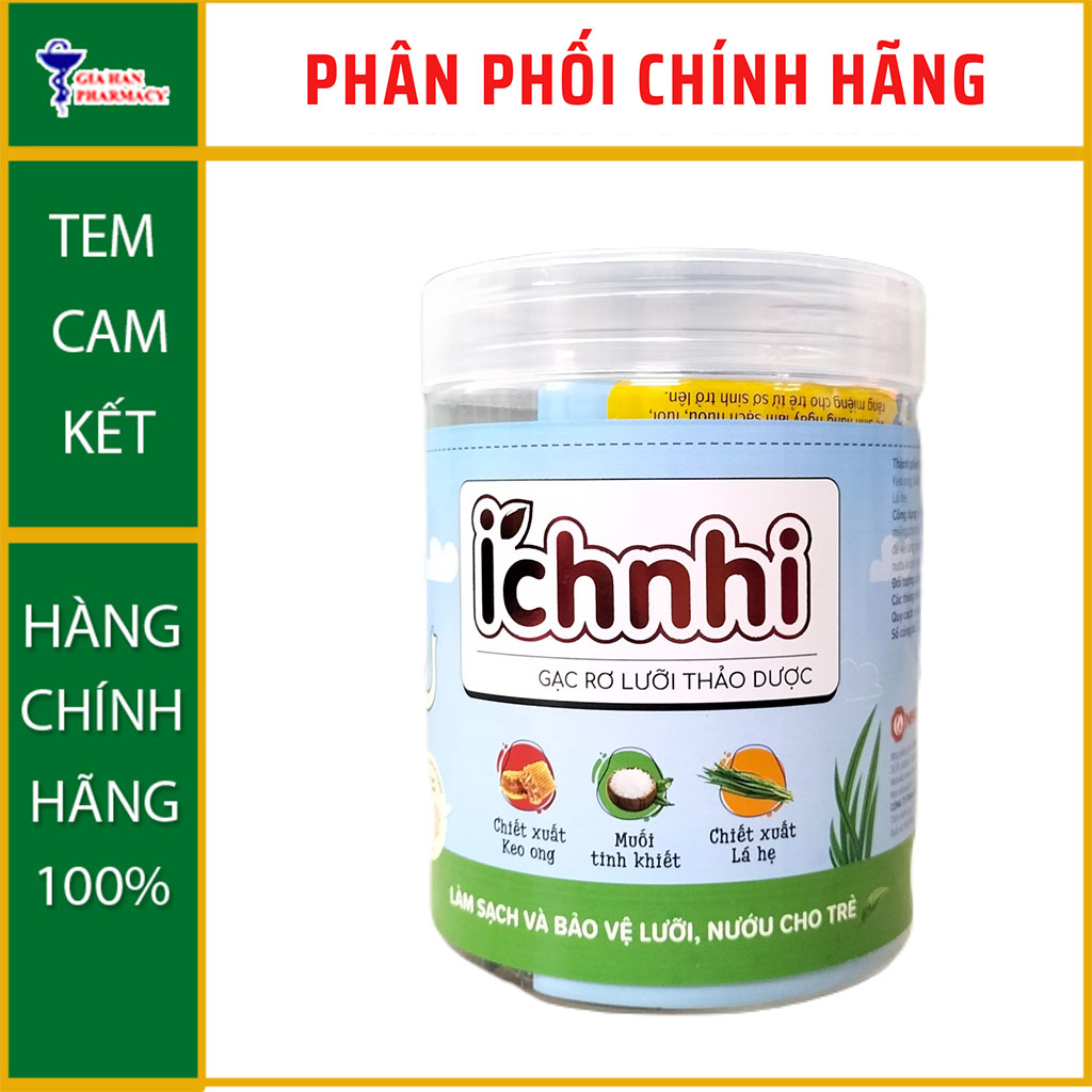 Gạc Rơ Lưỡi Thảo Dược Ích Nhi giúp nướu khỏe trong thời kỳ trẻ mọc răng - Hộp 30 gói - Gia Hân