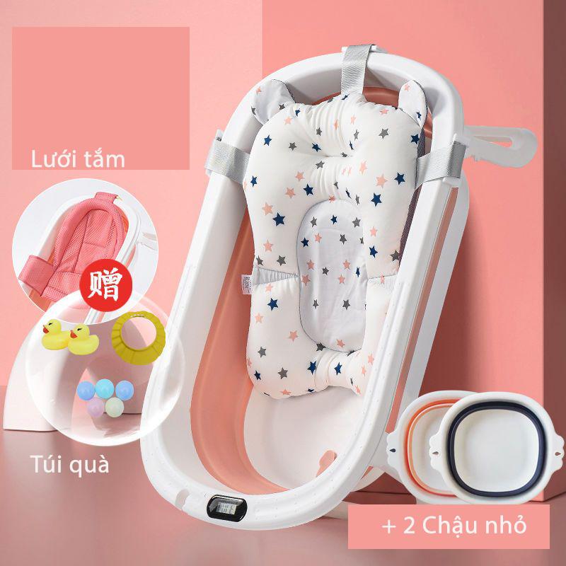 Chậu tắm gấp gọn cho bé có nhiệt kế điện tử Trẻ sơ sinh
