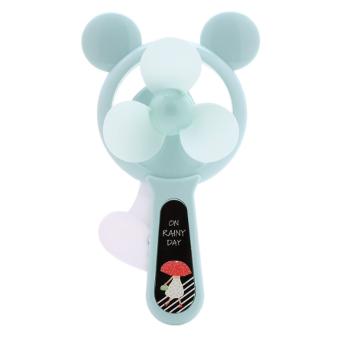 Quạt Bóp Cầm Tay Mini Tiện Dụng Không Dùng Pin Hình Mickey - Xanh Pastel
