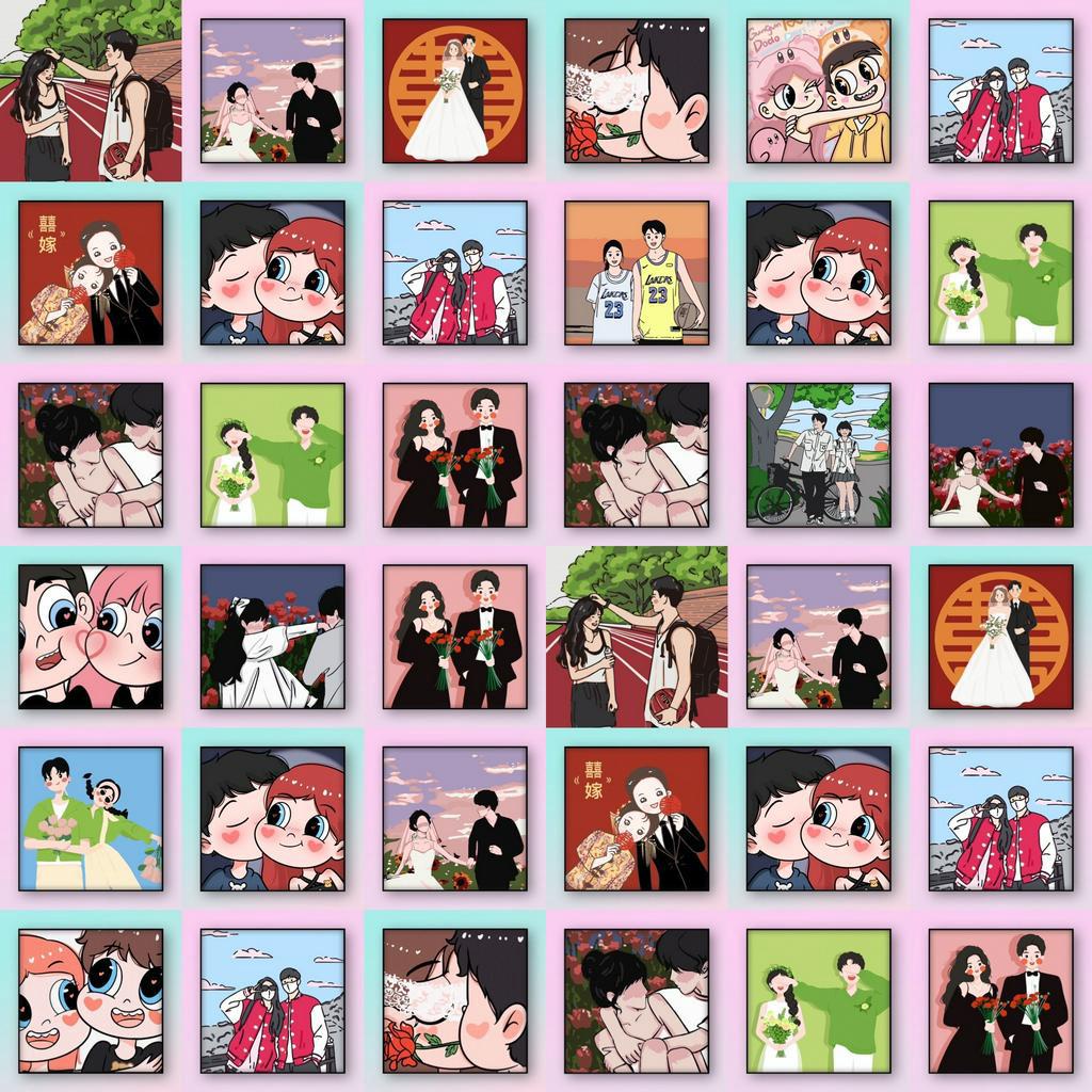 Bộ Tranh Đính đá CÓ KÈM KHUNG SẴN 5D DIY Cặp Đôi Đáng Yêu tự làm thủ công