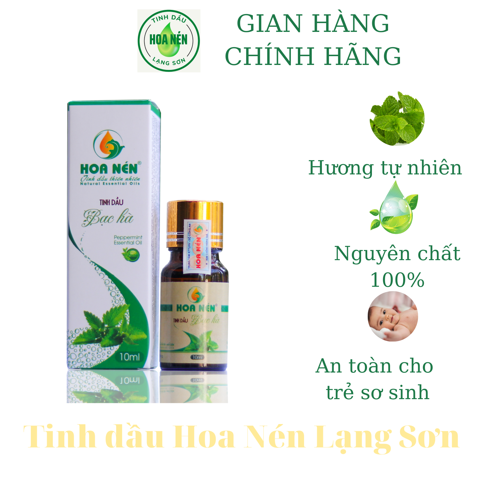 Tinh dầu bạc hà Hoa Nén 10ml - giảm nghẹt mũi, sổ mũi nhanh chóng, đuổi chuột hiệu quả
